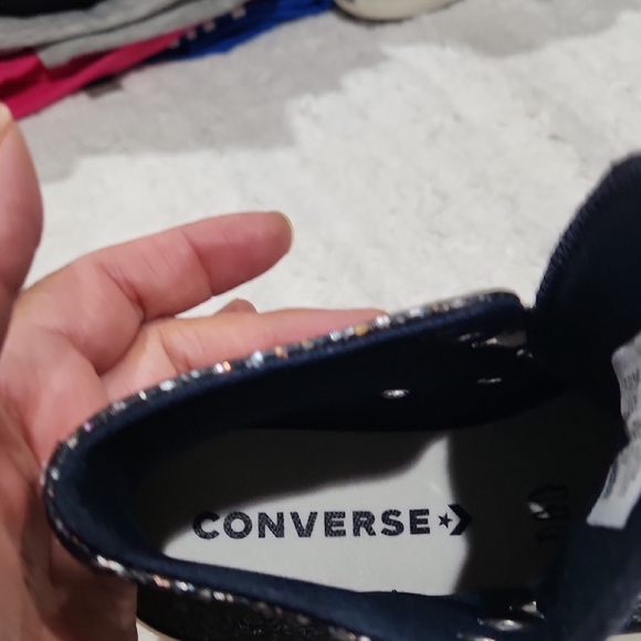 Converse Black High-top Sneakers In Black And Sparkle Confetti-NEW - Picture 8 of 8